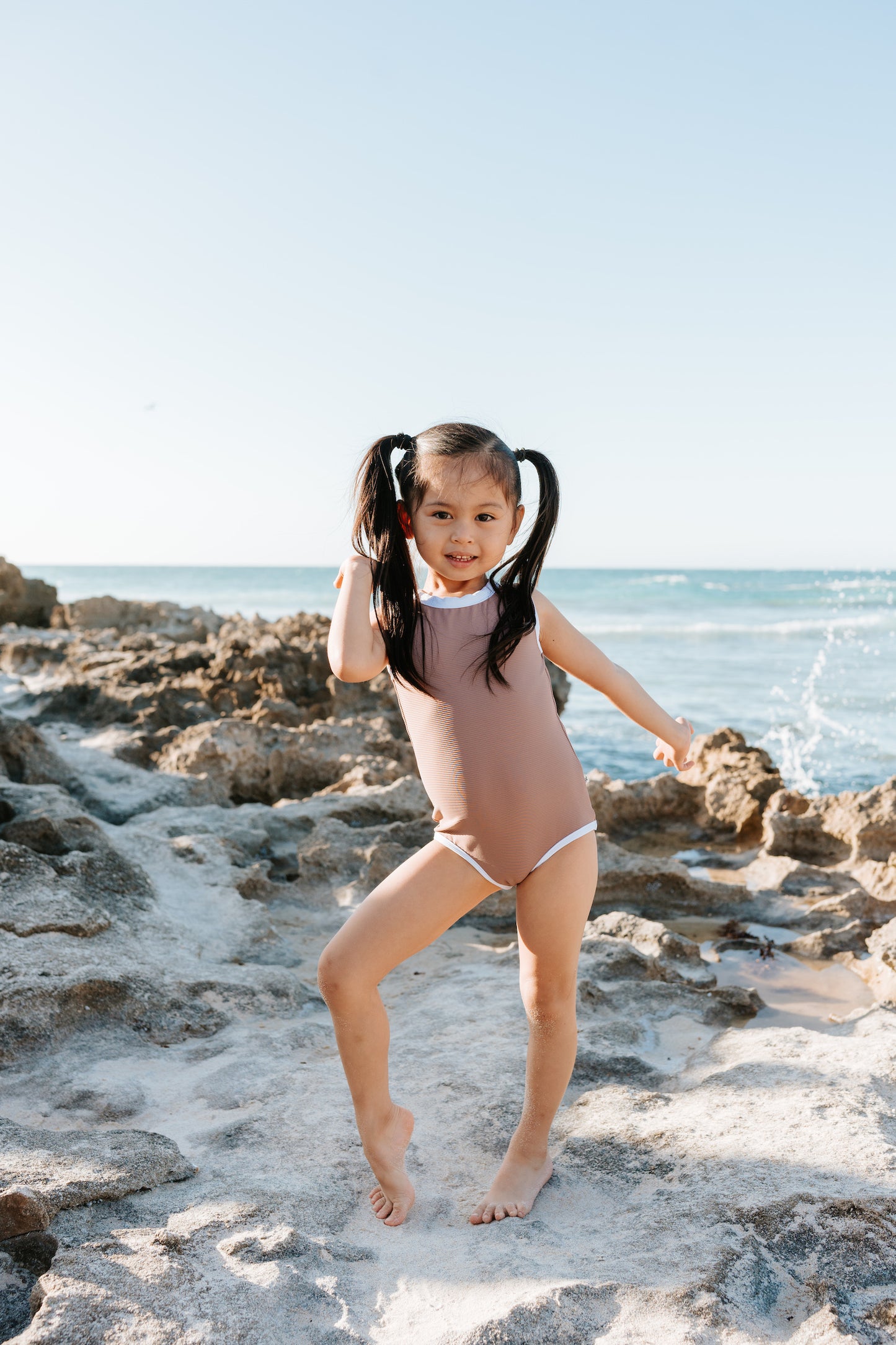 Girls coconut brown singlet swimwear