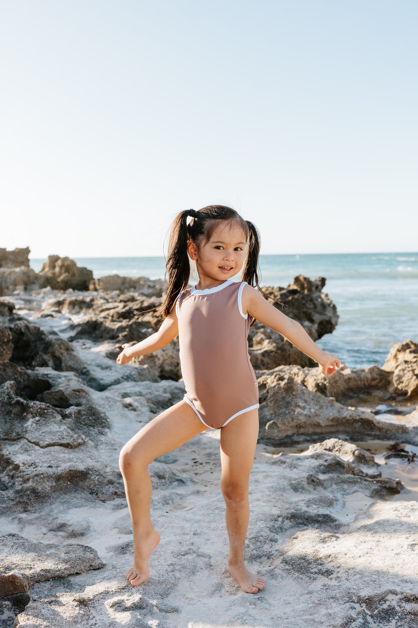 Girls coconut brown singlet swimwear